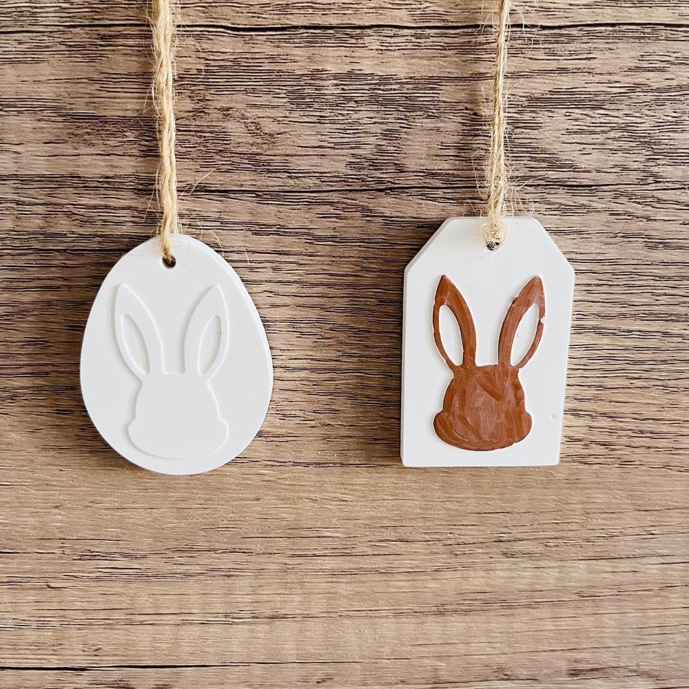 Handmade Easter Bunny Pendant Mold Cute Drop Glue Plaster Mold  Happy Easter Decor