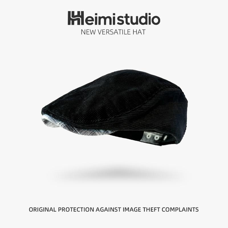 

25 Ранняя осень новая осень и зима вельветовая кепка вперед женская однотонная ретро шляпа Майяра тренд чёрный