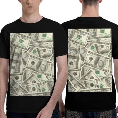 100% Cotton US Dollar Banknotes T-Shirt Men's Double Sided T Shirt Men O-Neck Summer Shirts Tops S-6XL