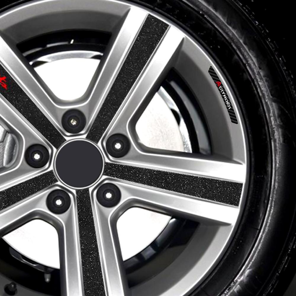 4pcs Carbon Fibre Car Wheels Rims Decor Decals Stickers For Citroen C1 C2 C3 C4 C5 C6 C8 C4L DS3 DS4 DS5 Auto Wheel Accessories