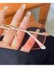 Baby's Breath Frameless Anti-Blue Light Glasses: Trendy Blush Square Frame for Women