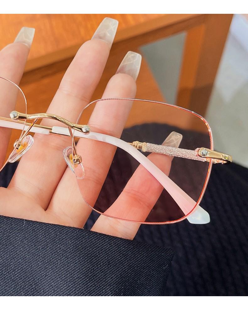 Baby's Breath Frameless Anti-Blue Light Glasses: Trendy Blush Square Frame for Women