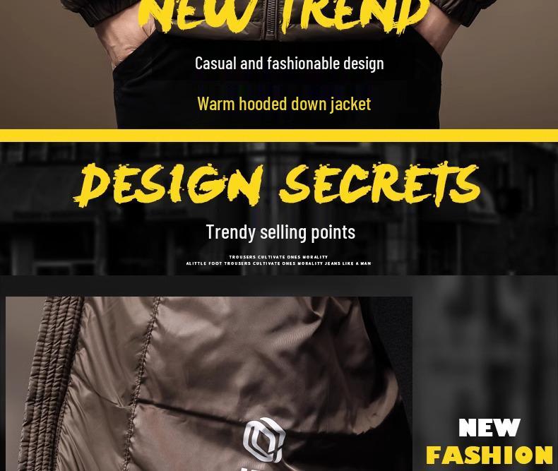 Men's Italian Winter Thick Hooded Down Jacket - 90% Duck Down, Short, Loose, Plus Size Puffer.