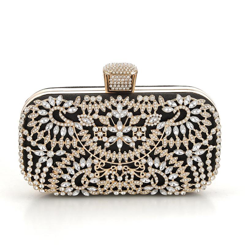 2023 Diamond Evening Clutch Bag For Women Wedding Golden Clutch Purse Chain Shoulder Bag Small Party Handbag With Metal Handle