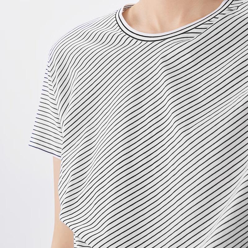 JNBY Women's Striped Cotton Round Neck T-Shirt