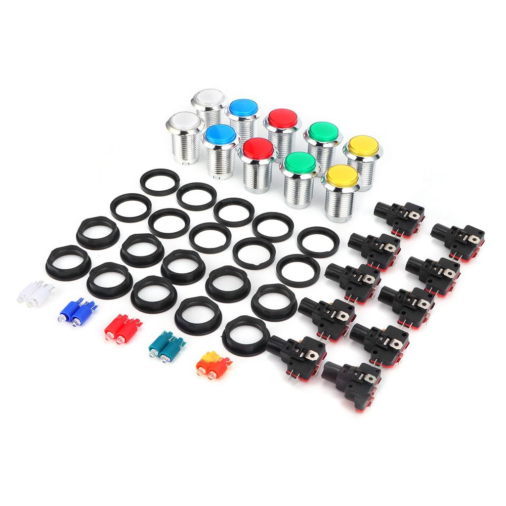 32mm Small Round SilverPlated Button with Light Game Console Button Switch Arcade Button