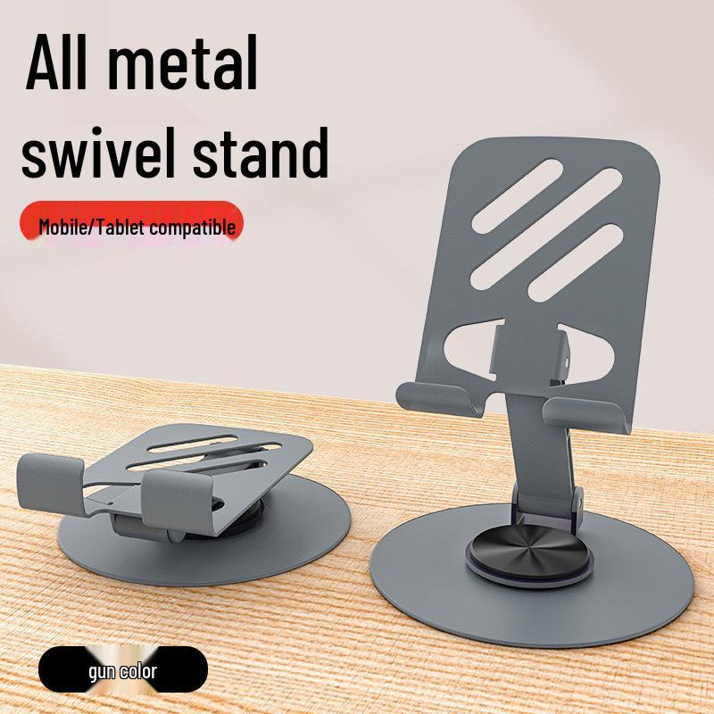 124g Heavy-Duty All-Metal Rotating Phone Stand: Foldable Holder for Live Streaming & Watching Dramas