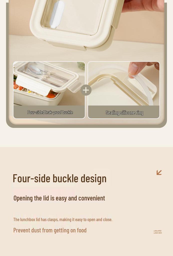 Microwaveable Japanese Bento Box for Office & Students - Fresh-Keeping, With Spoon & Chopsticks, Convenient Compartmented Lunch Box