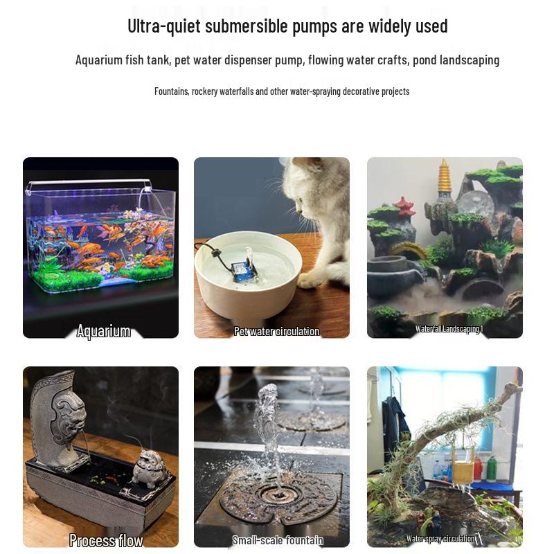 Leise 220V Mini-Tauchpumpe für Aquarium, Aquarium, Springbrunnen, Bonsai, mit Mikro-Umwälzung und Felsfilter.