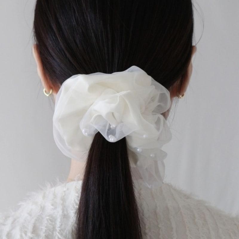 NOCTURN PEARL BLOOM ORGANZA SCRUNCHIE (2color)