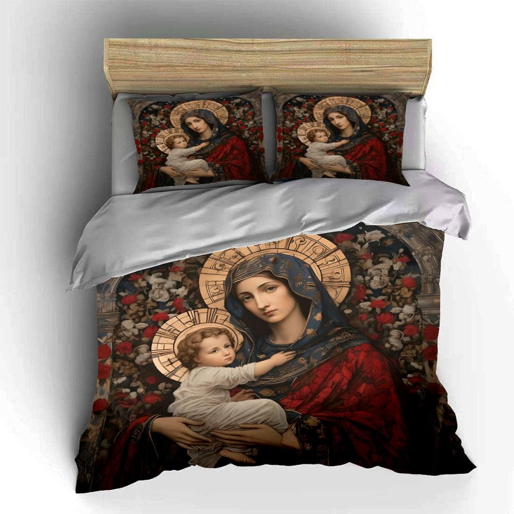 Madonna And Child Artwork Print Soft Comfortable Duvet Cover Bedding Set Included 1*Duvet Cover  2*Pillowcases Luxury Gifts