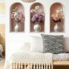 3 Pcs 3D Wall Vase Flower Wall Stickers Vintage Art Self-Adhesive Colorful