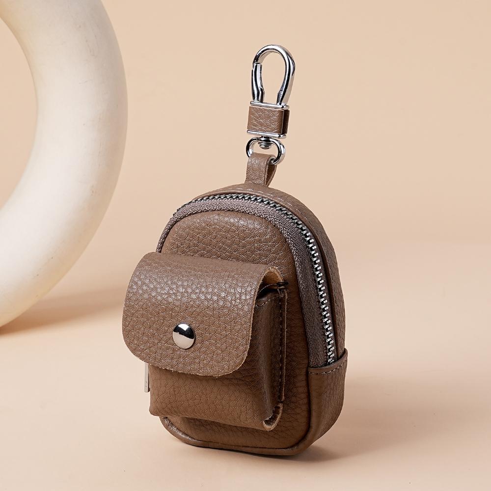 New Mini Key Bag Zipper Pu Leather Portable Change Pouch Bag Pendant Coin Holder Bag Ornament Card Holder Earphone Storage Bag