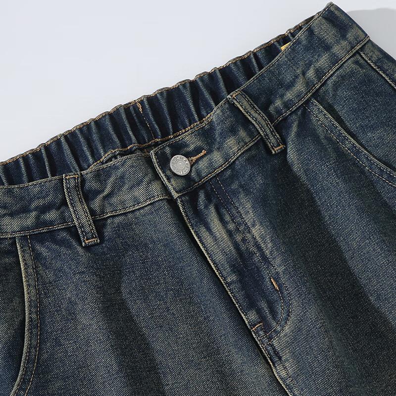 Men's Retro Loose Straight Wide-Leg Washed Denim Jeans