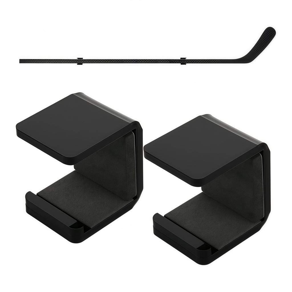 2PCS Hockey Stick Wall Mount Racks Space Saving Ice Hockey Stick Storage Hangers with Scratch Proof Pad
