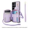 Zipper Wallet Case for Samsung S25 Ultra S24 Plus S23 A16 A55 A15 A35 RFID Blocking Crossbody Purse with Card Slots Wrist Strap