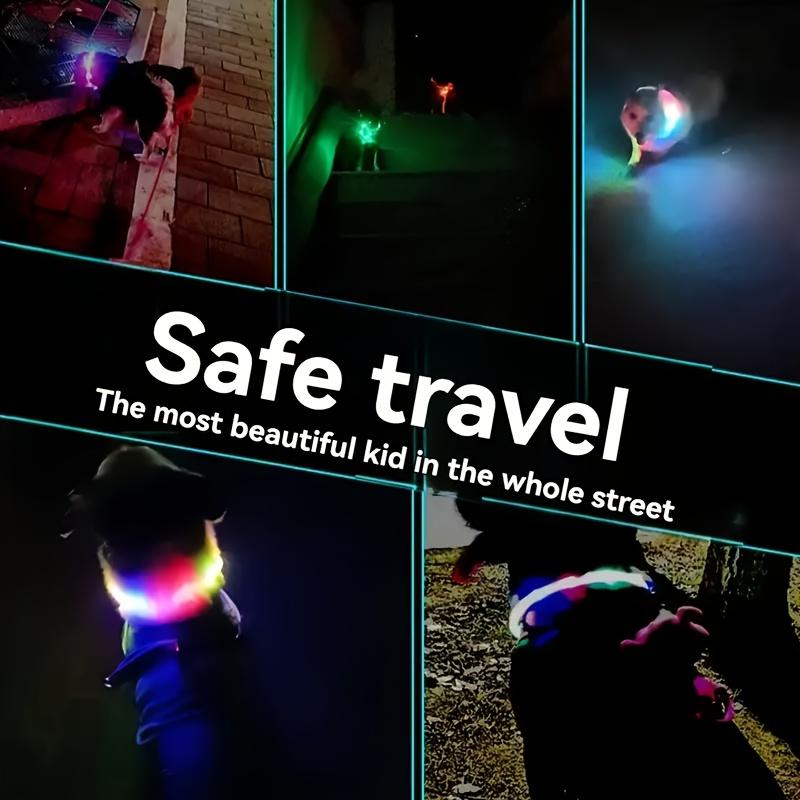 Adjustable USB Rechargeable LED Dog Collar Multi-Color Soft 4 Flashing Modes Cut- to- Fit Design for Nighttime Safety Visibility