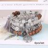 Bohemian Beaded Bracelet Set, Women's Stackable Stretch Bracelets with Tassel & Wing Charm