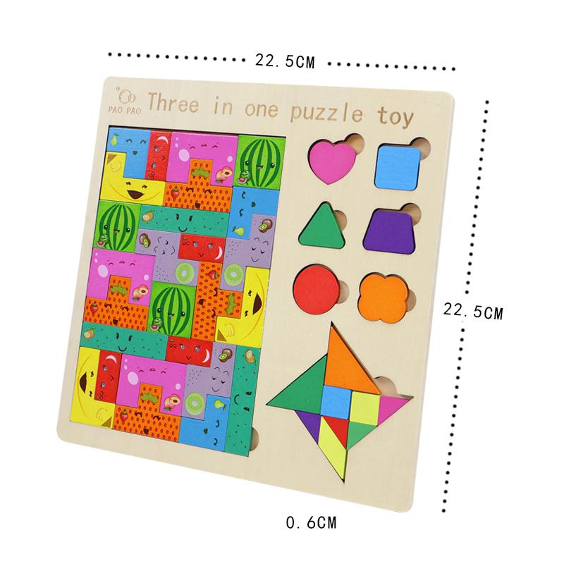 3 IN 1Children Wooden Block Puzzle Game Baby ThinkingLogic Early Education FunToy Brain Training Table Montessori Birthday Gift