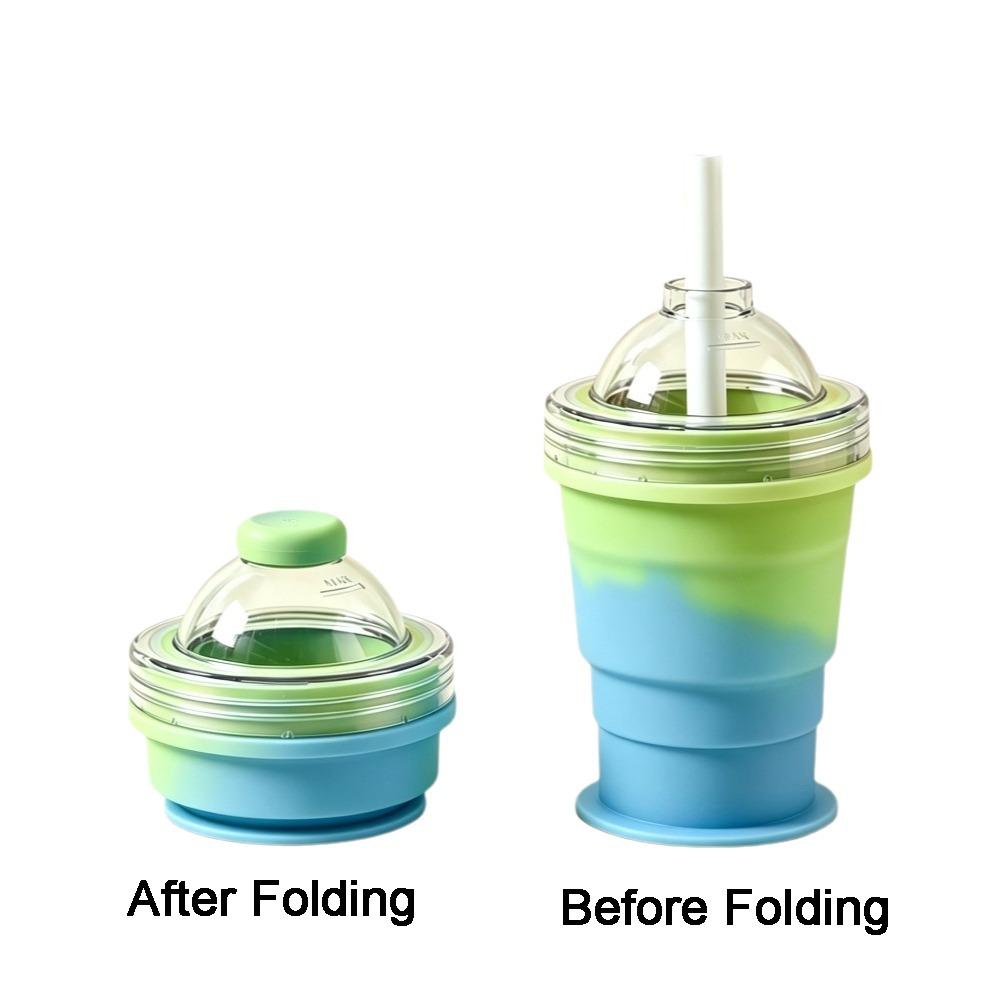 Silicone Foldable Ice Ball Cup Food Grade Collapsible Silicone Cup Portable Travel Tumbler  Office синий/зелёный