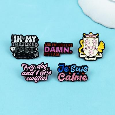 Personalized Fun English Quote Brooch – Cartoon Geometric Badge for Clothing & Bags.