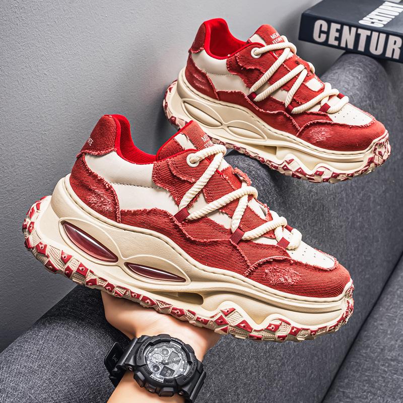 

European station men s shoes live broadcast trendy brand high-end casual sports shoes student versatile thick-soled heightening fried street dad shoes 39