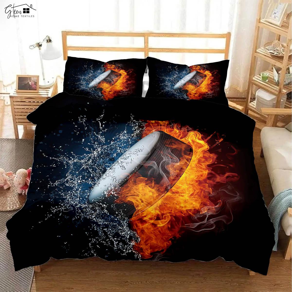 

Черная Вода Огонь Баскетбол Спорт 3D Печать Пододеяльник Наволочка Детская Комната Постельное Белье Комплект 100% Полиэстер 3 Предмета EU 135x200cm 2PCS