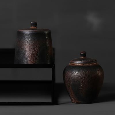 Creative Gilded Ceramic Sealed Jar Home Storage Jar Vintage Coffee Bean Candy Jar Storage Container Tabletop Ornament Home Decor