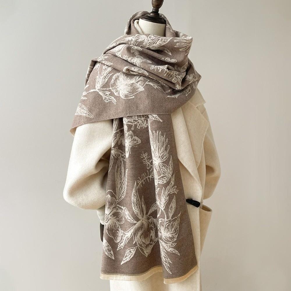 High Quality Two-Sided Design Cashmere Jacquard Scarves Thickened Warm Wrap Shawl Winter Scarves Women
