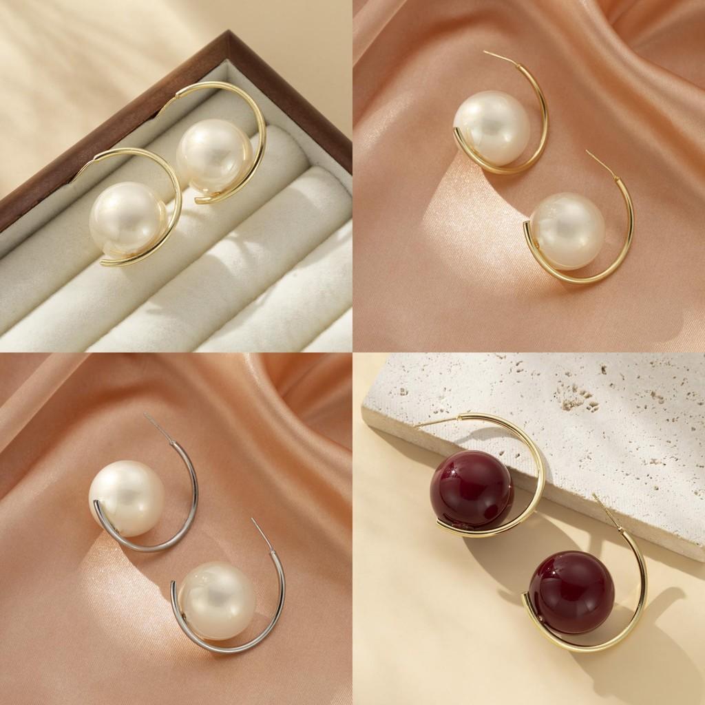 Chic Retro Pearl Earrings Sophisticated Cold Tone Statement Earrings For Ladies