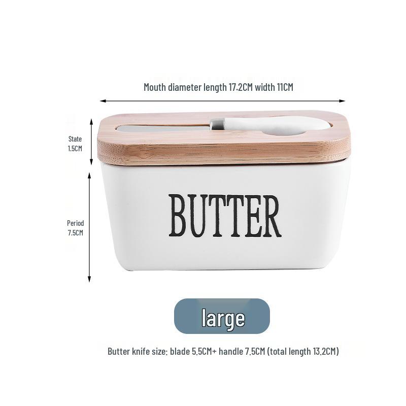 European-Style Ceramic Butter Dish with Lid - Cheese Storage Box for Fresh-Keeping In Kitchen