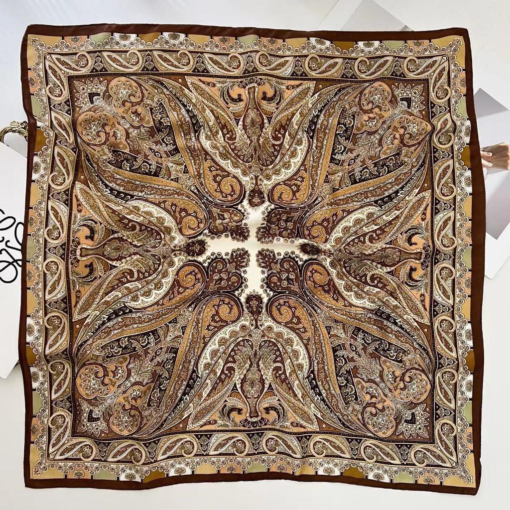 Summer 71 Small Square Scarf Thin Sunscreen Silk Scarf Women's Decorative Shirt Scarf Waist Printing Simulation Silk Scarf