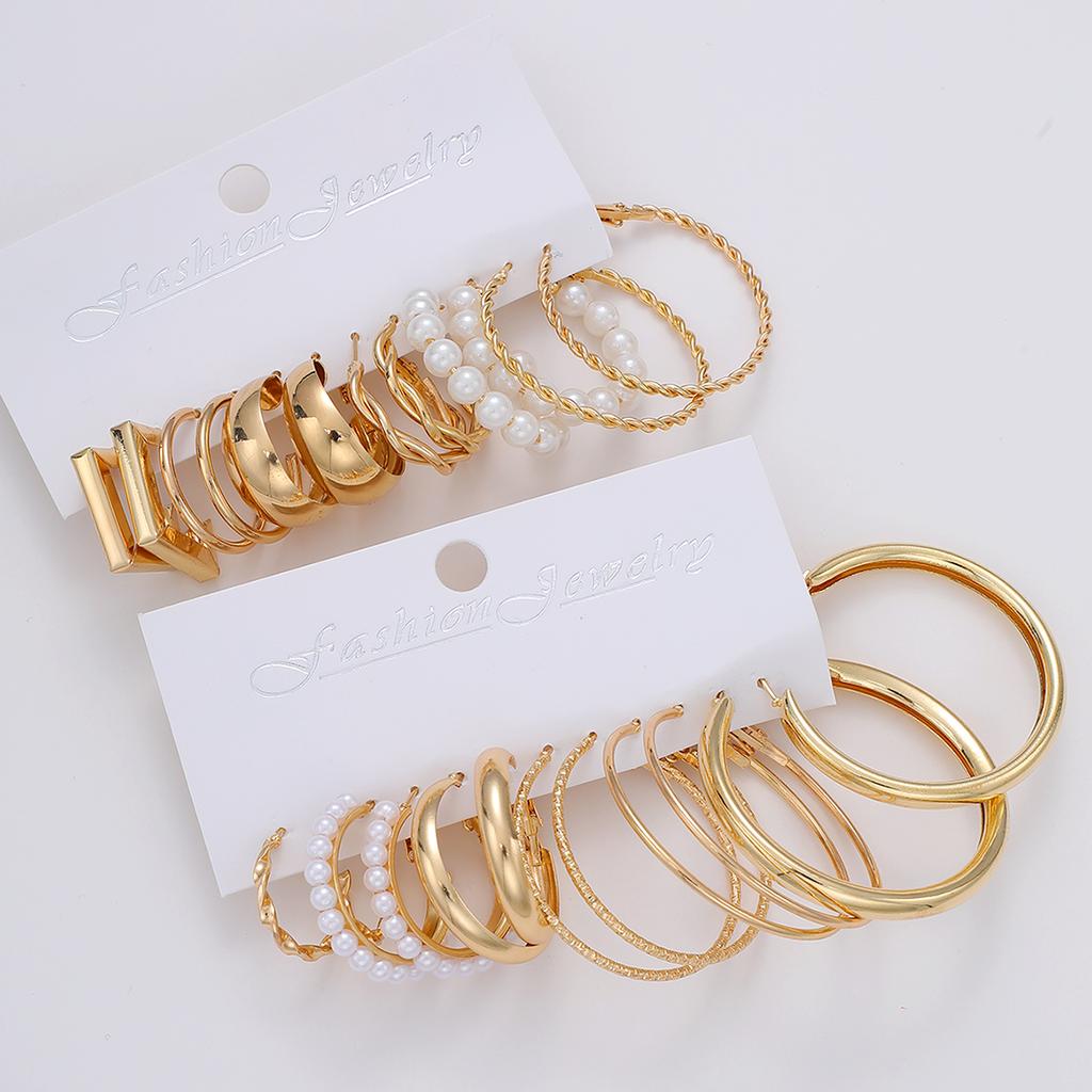 56pcs Fashion Minimalist Faux Pearl Geometric Snake Bone Chain Butterfly Multi-Layer Necklace Bracelet Ring Earring Jewelry Set