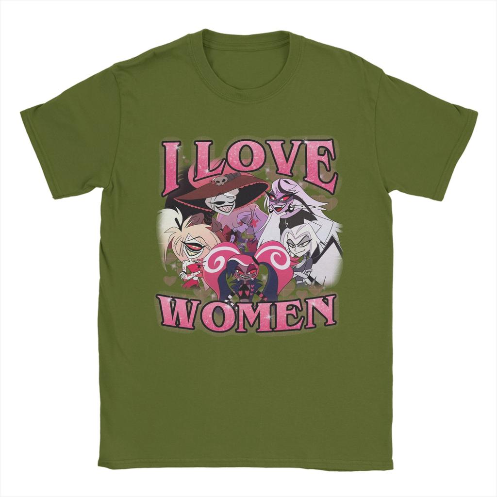 Hazbined Hoteled I love women T Shirt for Men 100% Cotton for Male T-Shirts Round Collar Tees Short Sleeve Tops Plus Size