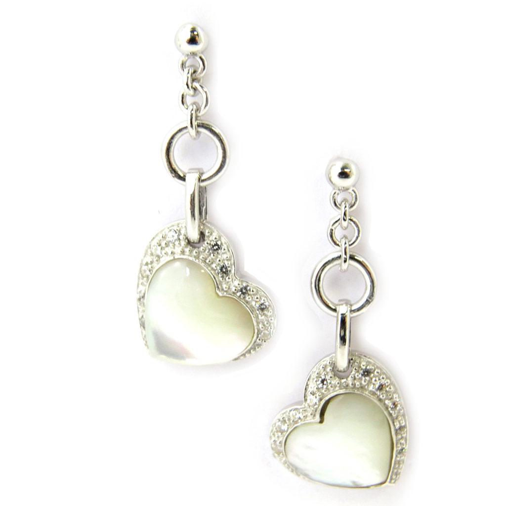 Altesse [M1165] - Pearly White 'Love' Silver Earrings