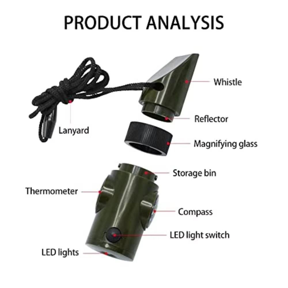 7-in-1 Outdoor Survival Whistle Multifunction 7-in-1 Emergency Whistle Sporting Goods
