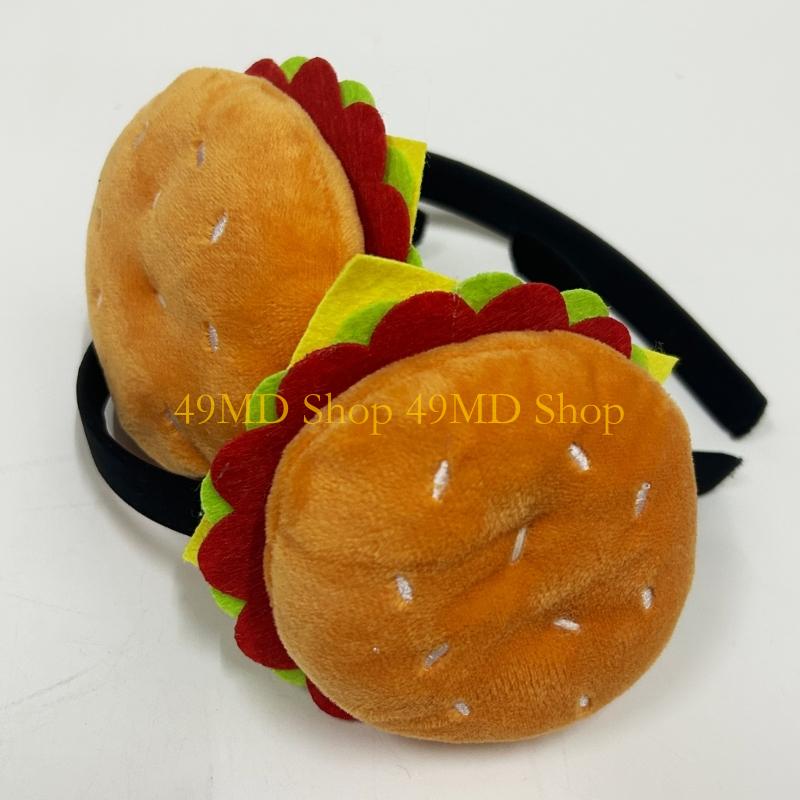 49MD 3D Hamburger Design Hairband Layered and Realistic Headpiece School Event Props