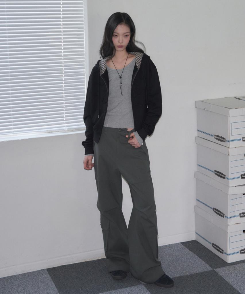 Ledeoli Half Banding Cotton Cargo Pants [Khaki]