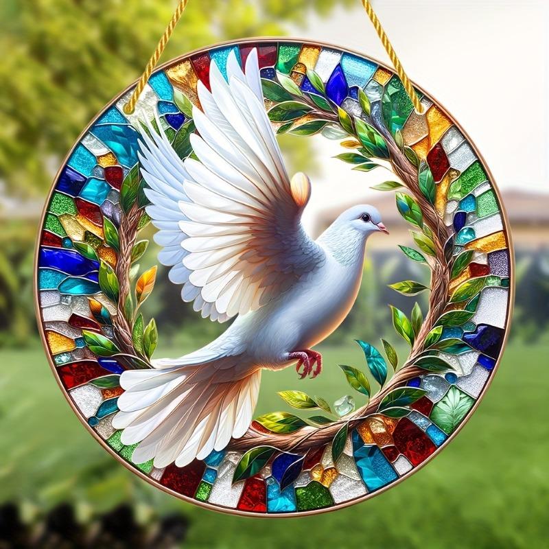 2D Flat Acrylic Charming Dove Stained Style, Suitable for All Seasons, Nurseries, Vintage Home Decor Wall for Bar Kitchen, Restaurant Shop Wall Decor