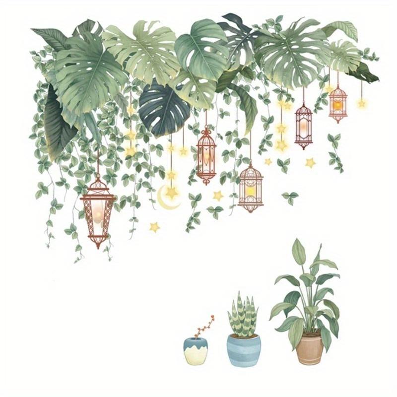 

Наклейки на стену Съемные зеленые листья бонсай ПВХ наклейки Самоклеящиеся наклейки для домашнего декора