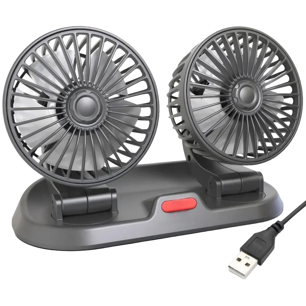 Adjustable Dual Head Car Fan Cooling Air Fan Automobile Vehicle Fan for Car Truck SUV RV