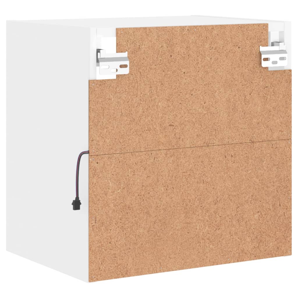 Wall Mounted Nightstand with LED Lights White