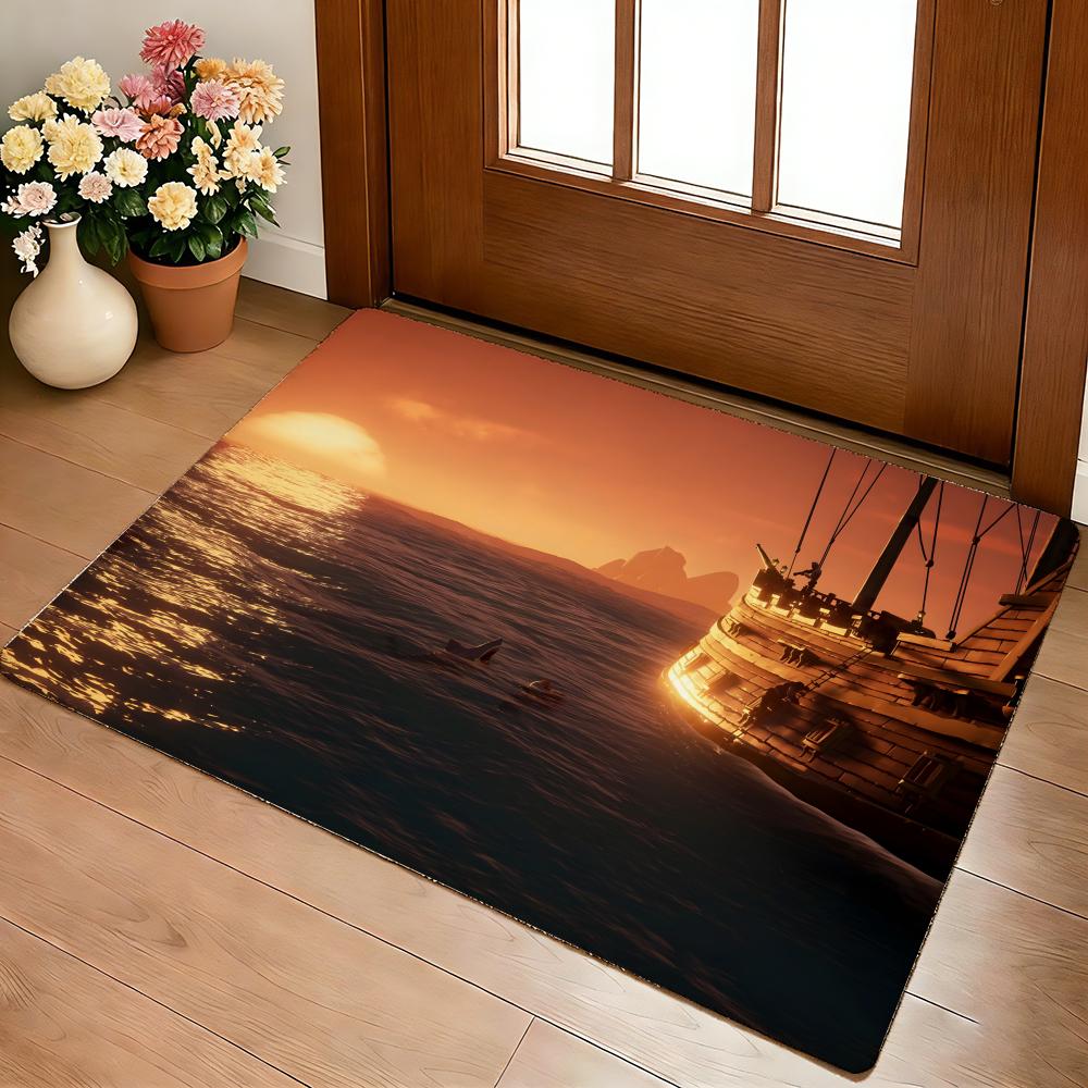 Hot Anime S-Sea Of T-Thieves Floor Mat Cozy Flannel Soft Thick Non-Slip Mat For Living Room Bedroom Kitchen Decor Rugs