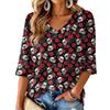 Women's V-Neck Halloween Print Lightweight Top for Spring and Summer