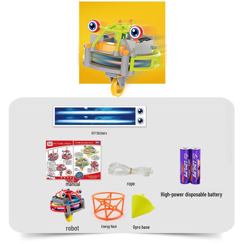 Black Tech Balance Unicycle Robot: Gyroscope Educational Toy for Tightrope Walking