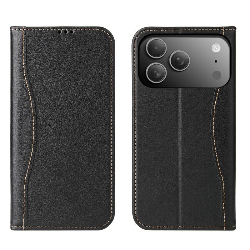 Genuine Leather case Cow Skin Cover for iPhone 17/17 Air/16 Pro/16E/15 Promax PVC box&For iPhone 16 чёрный