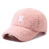 Winter Fuzzy Teddy Baseball Cap R Letter Embroidered 6-Panel Warm Soft Casual Adjustable Outdoor Unisex Custom Hat Manufacturer
