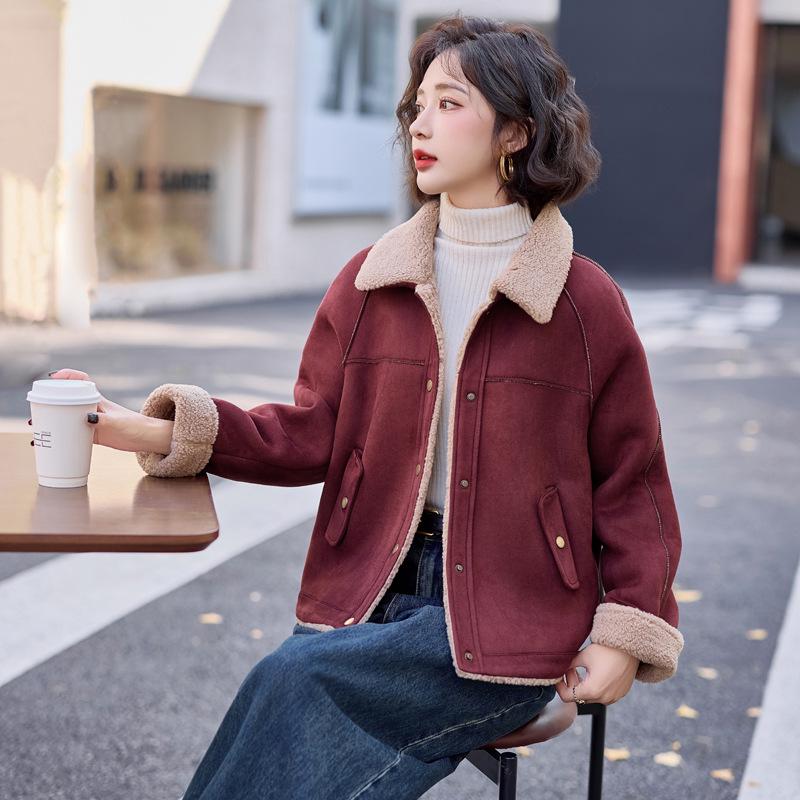 

Women s Winter Suede Fleece-Lined Leather & Fur Coat W5802 L (125-150 jin)