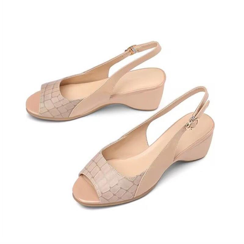 Damen Sommer Sandalen Luxus Elegant Kunstleder Barfuß Niedrige Absätze Schuhe Für Damen Trends 2024 Outdoor Mode Sandalen