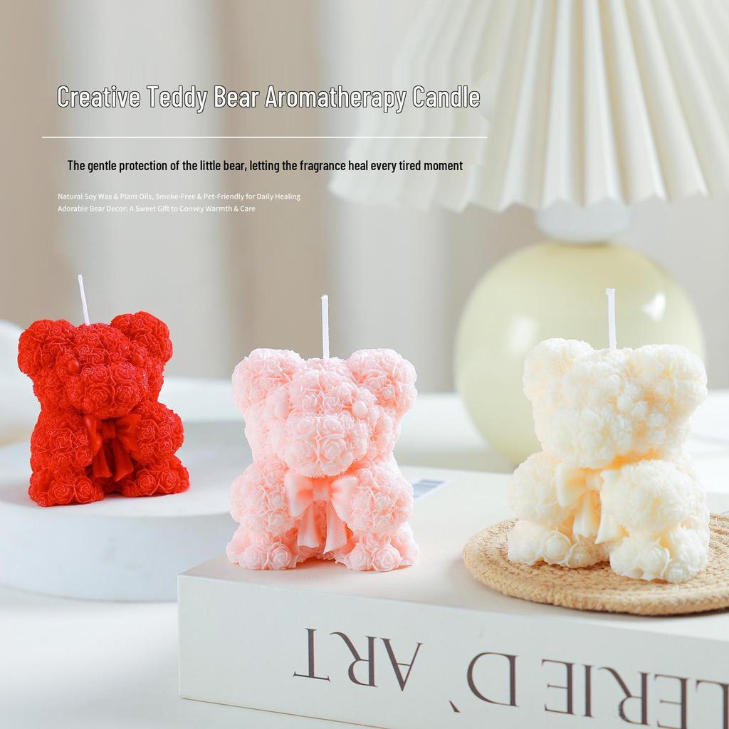 Goddess Festival Scented Rose Bear Candle - Elegant Gift for Birthdays & Home Decor